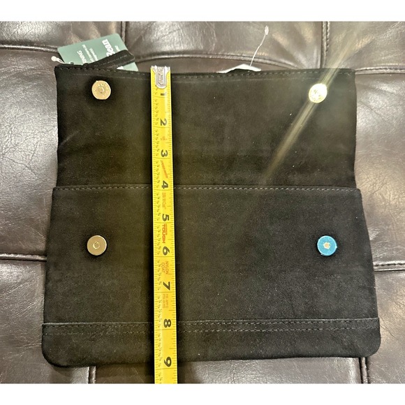 L.L. Bean Heritage‎ Totes Fold Over Nubuck Clutch Pouch Suede Leather Black - Picture 11 of 15